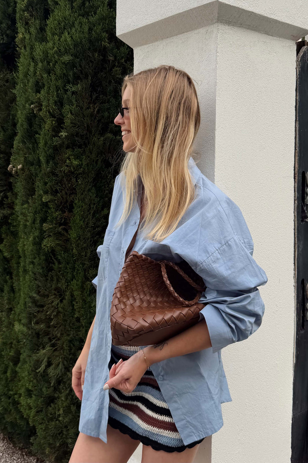BILLIE SKIRT - Blue/Brown Stripe
