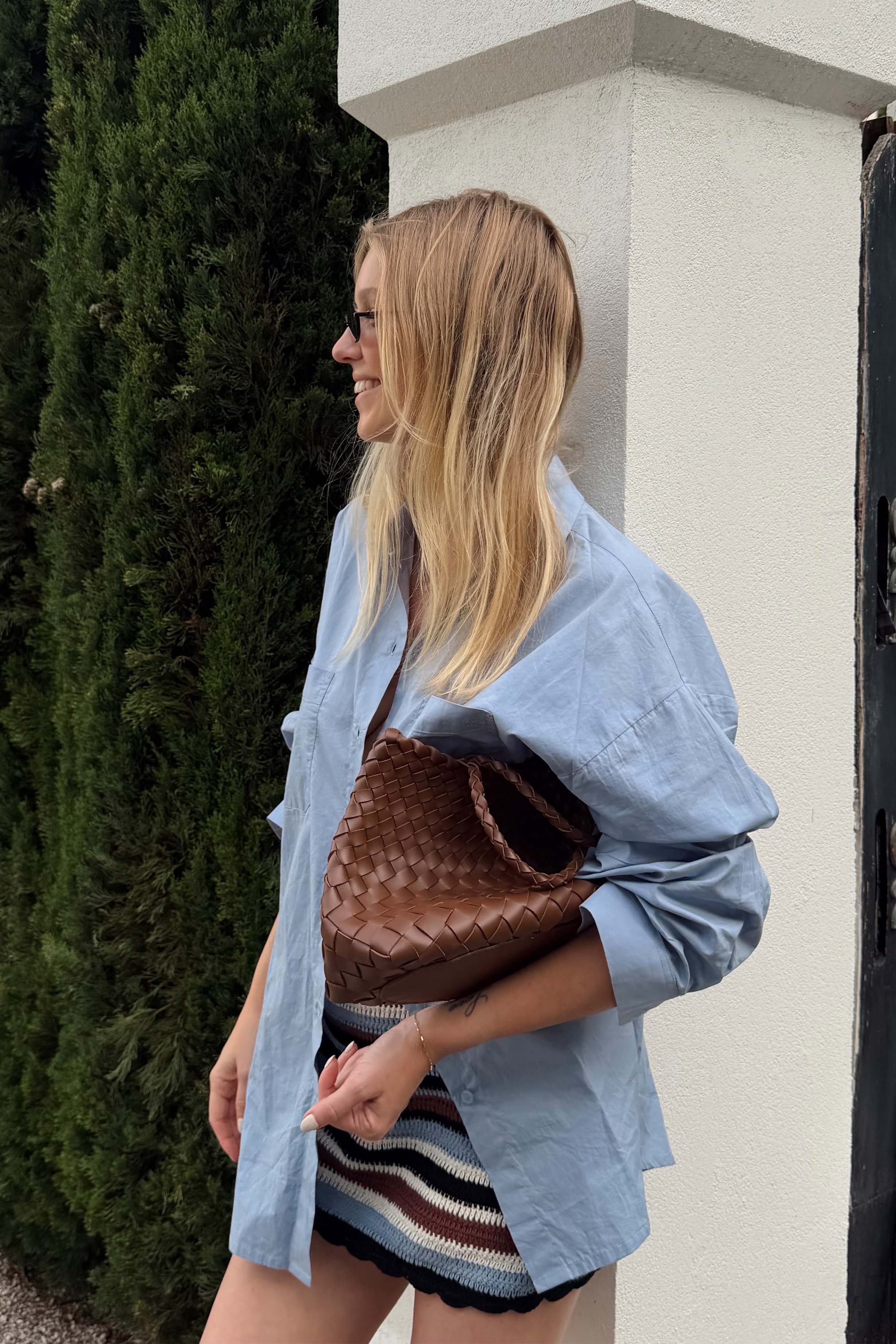 BILLIE SKIRT - Blue/Brown Stripe