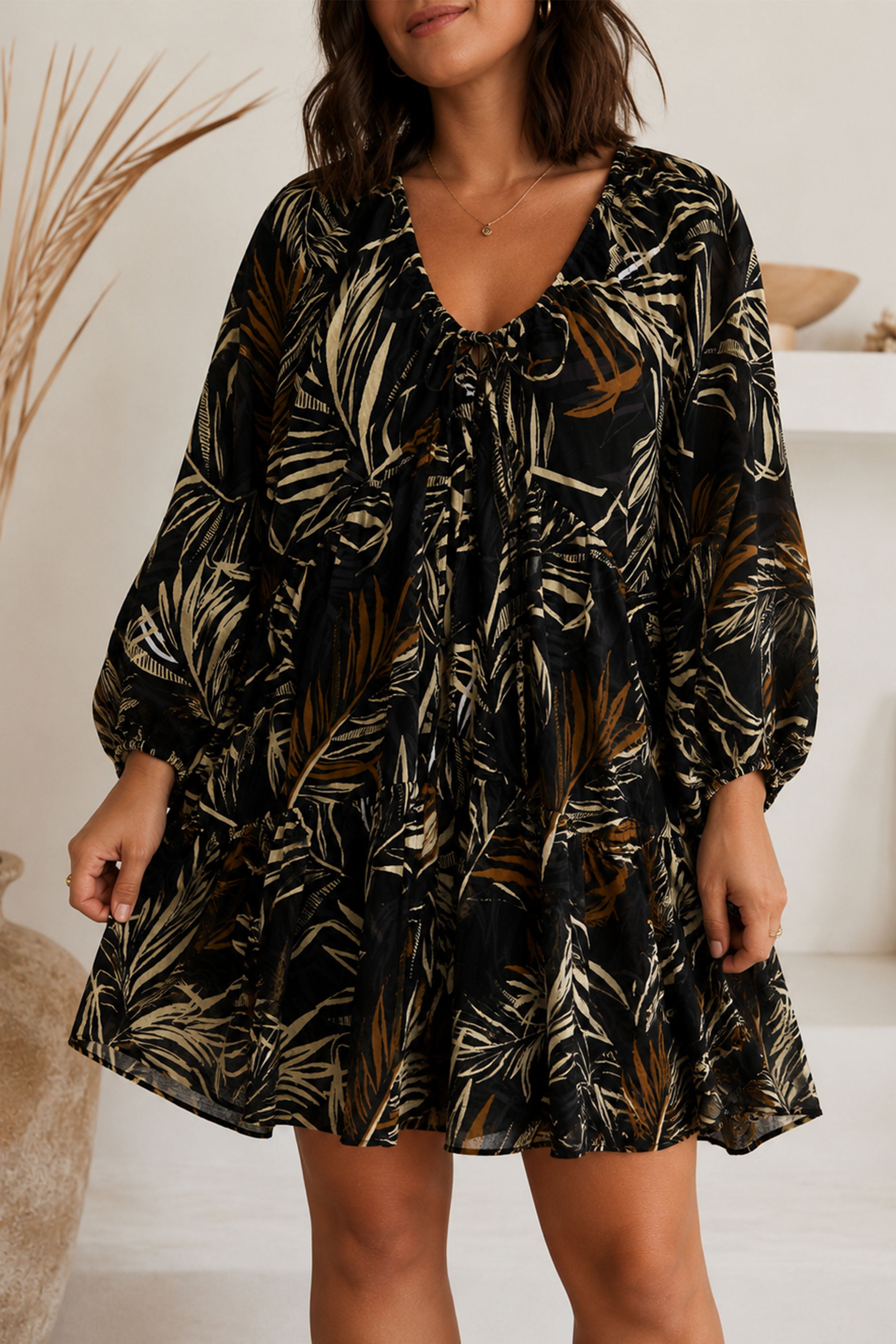 STEVIE DRESS - Palm Print